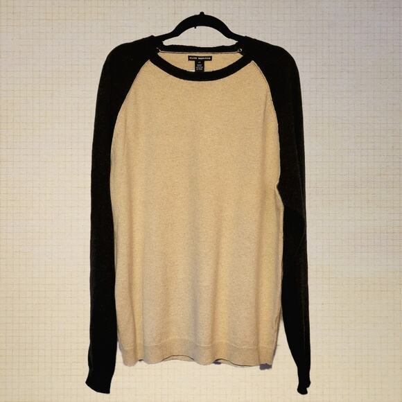 Club Monaco, L | Cashmere Cotton Blend Grey And Cream Color Block Sweater - Picture 1 of 7